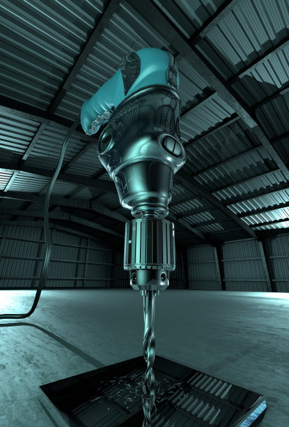 在仓库的金属板上钻孔图片下载