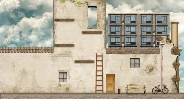 街道正面对着城市图片下载