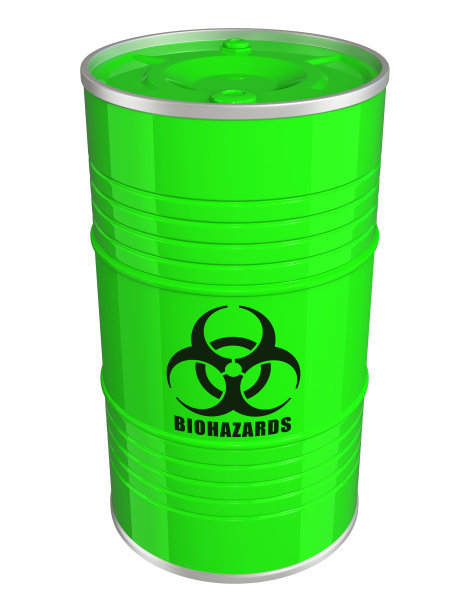 有生物危害标志的绿桶图片下载