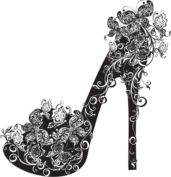有蝴蝶装饰的高跟鞋图片下载
