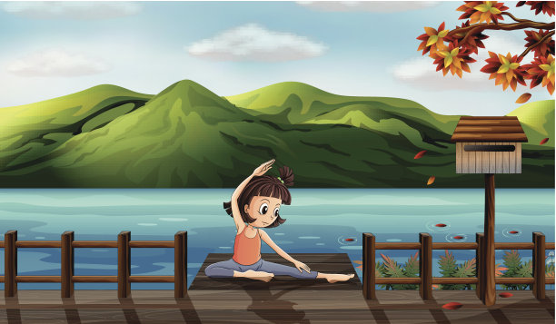 女孩在海边锻炼图片下载