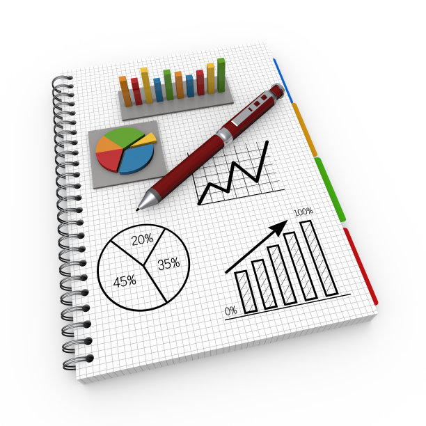 笔记本插图与图表和钢笔图片下载