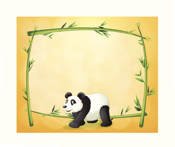 熊猫和空的绿色框架图片下载