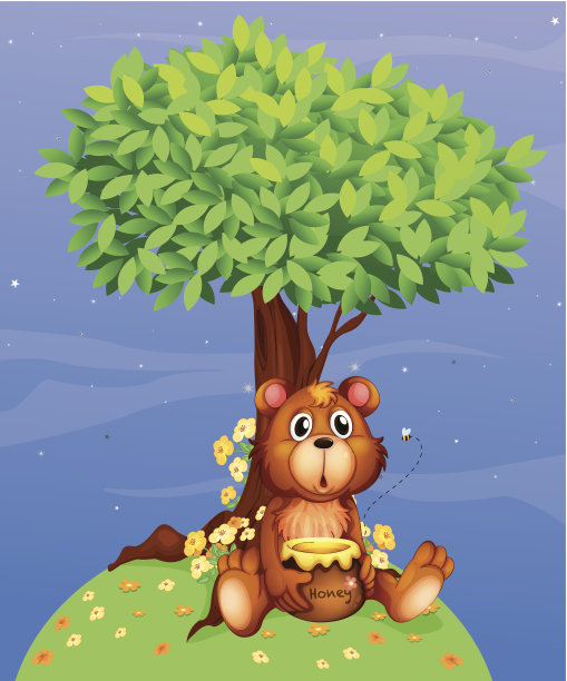 熊在树下拿着蜂蜜图片下载