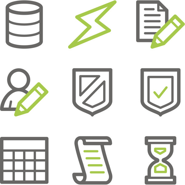 数据库网页图标，绿色和灰色轮廓系列图片下载