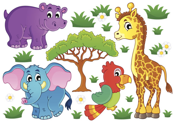 可爱的非洲动物收藏图片下载