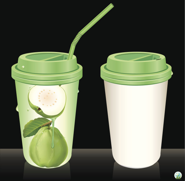 番石榴汁。带管的纸杯图片下载