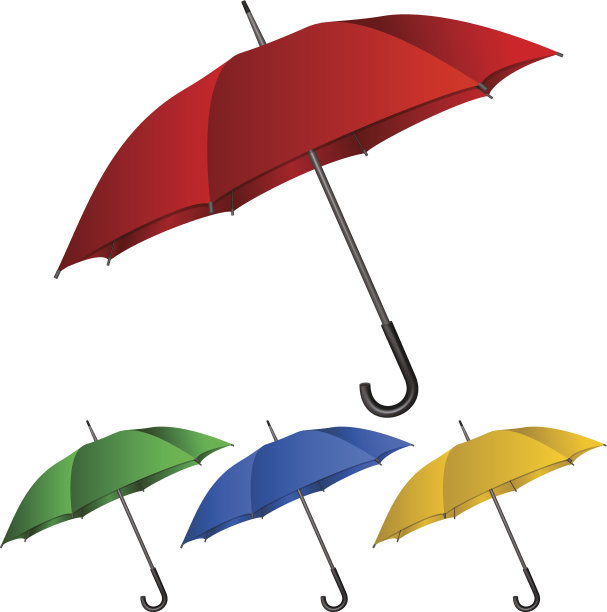一组雨伞在白色背景图片下载