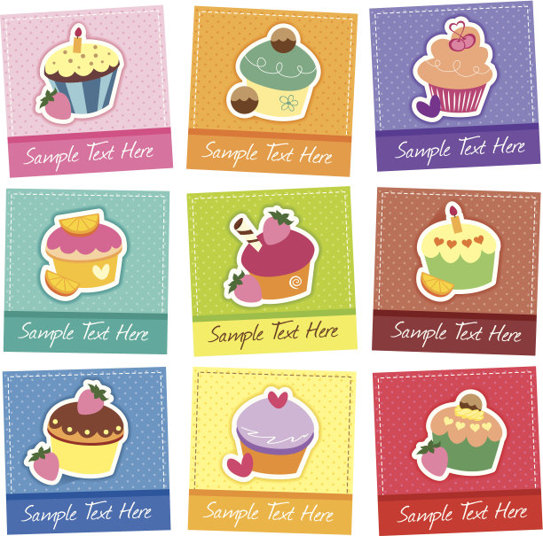 纸杯蛋糕卡片数码套装图片下载