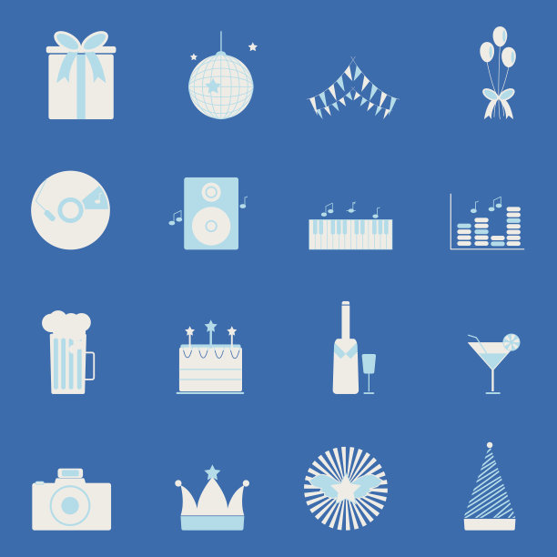 派对和庆祝颜色图标集图片下载