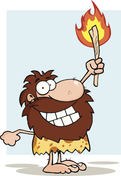 山顶洞人举着一个有背景的火把图片下载