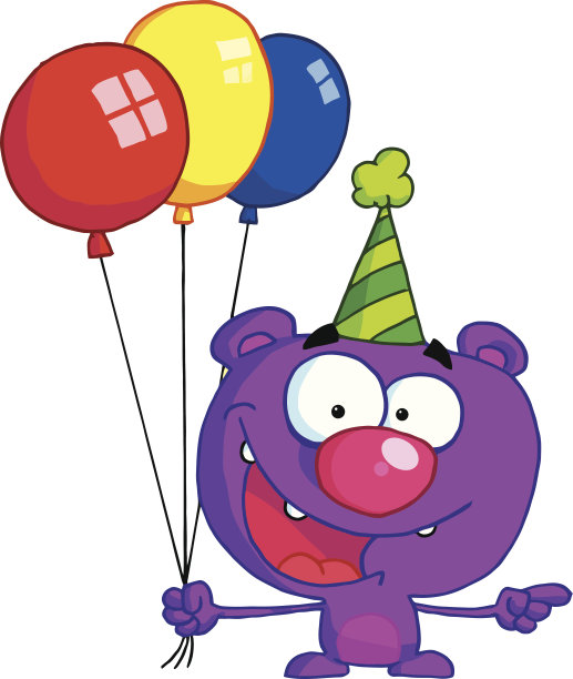 快乐的紫熊拿着气球图片下载
