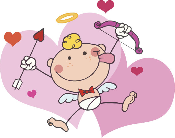 棍丘比特与弓和箭-背景图片下载