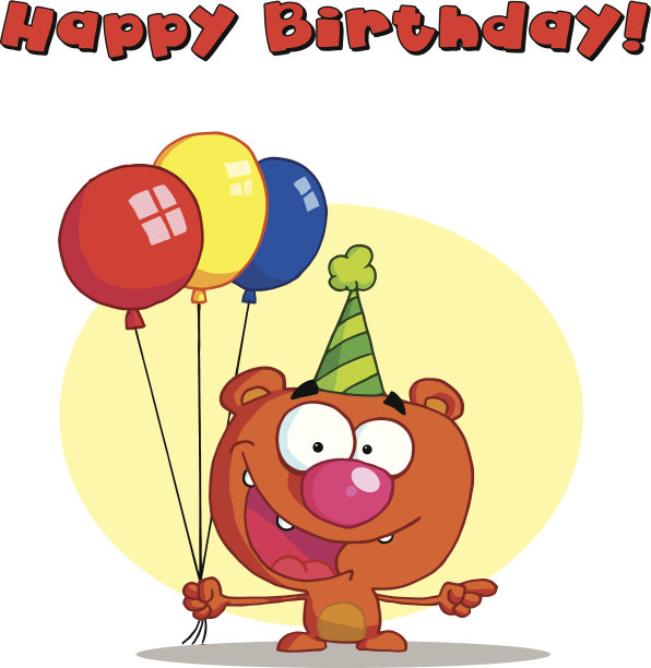 快乐熊拿着气球和文字图片下载