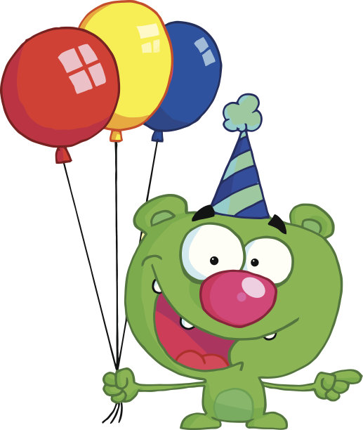 快乐的绿熊拿着气球图片下载