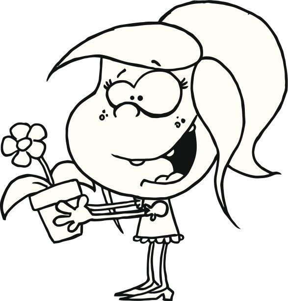 黑人和白人的年轻女孩拿着一个花盆图片下载