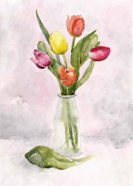 郁金香静物花瓶图片下载