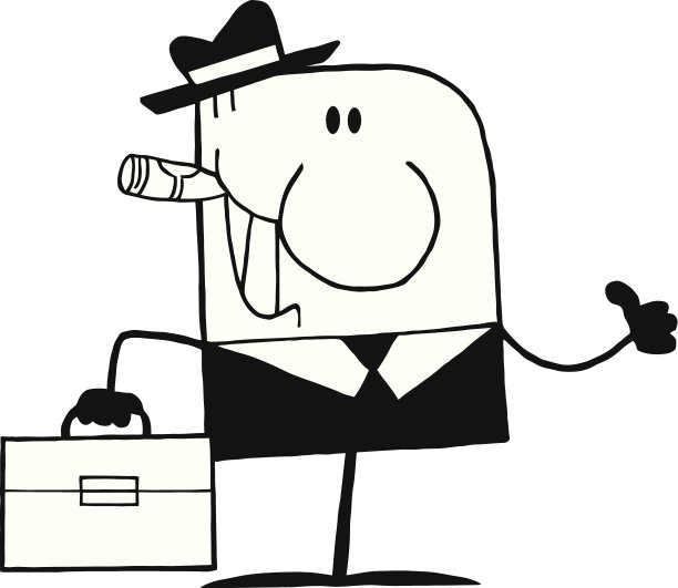 黑色快乐涂鸦商人举着大拇指图片下载