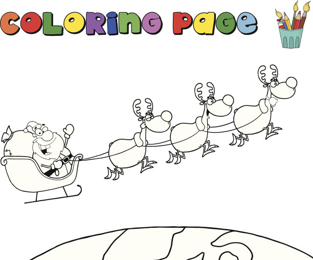 在雪橇上飞行的圣诞老人图片下载