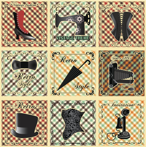 复古背景和标签集图片下载