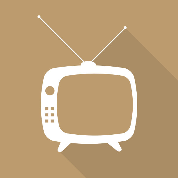 白色复古电视轮廓上的棕色背景素材图片