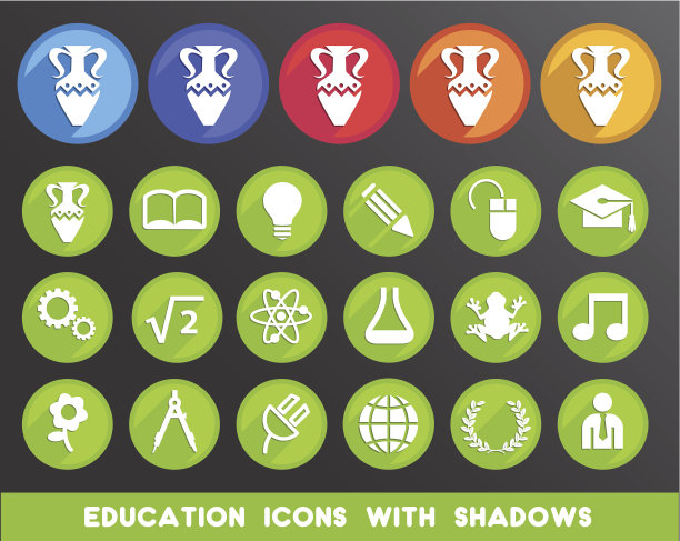 带有阴影的教育图标图片下载