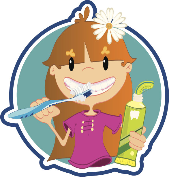 可爱的小女孩在刷牙图片下载