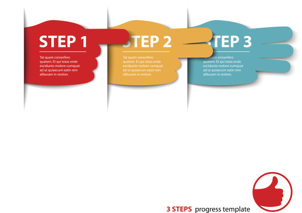 三步手指进步矢量图片下载