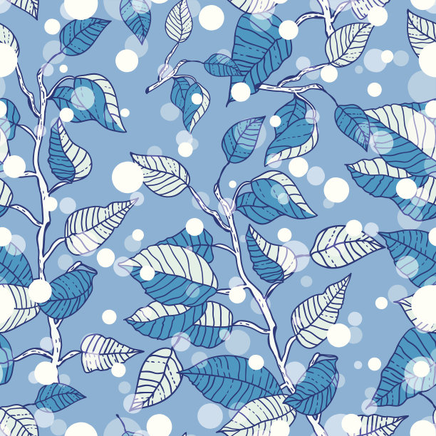 冬季有枝干无缝花纹素材图片