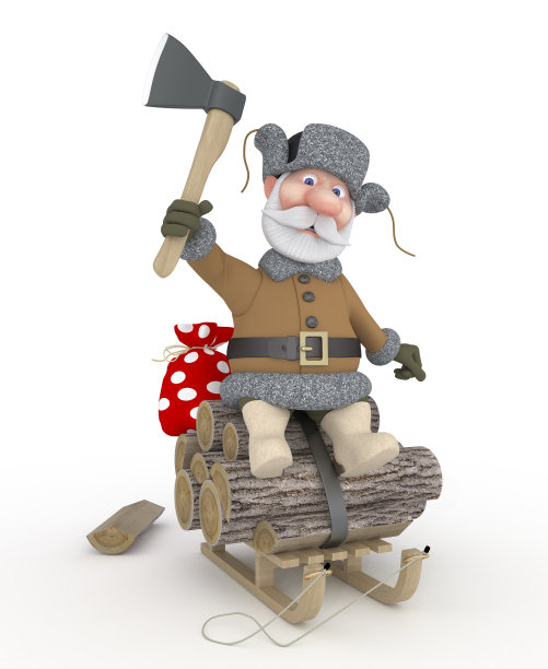 带着雪橇的爷爷。图片下载