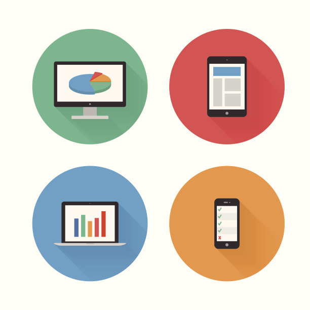 响应设计。平的图标集。向量图片下载