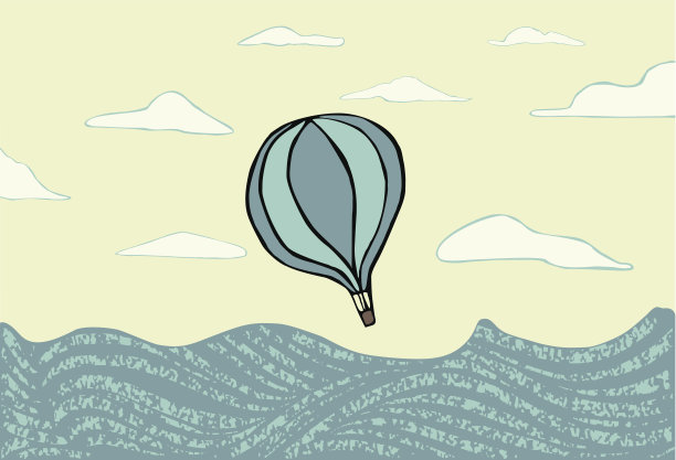 在海上的热气球图片下载