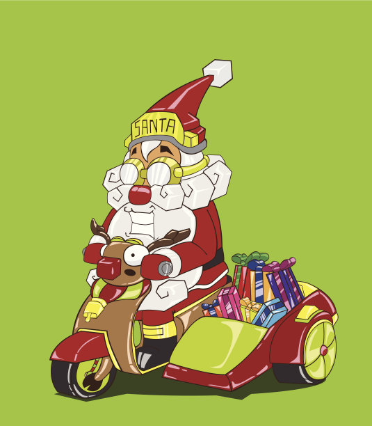 圣诞节交付。摩托车上的圣诞老人图片下载