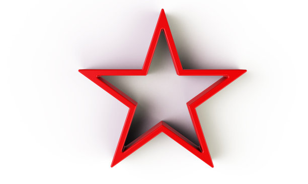 3d红星孤立在白色上图片下载