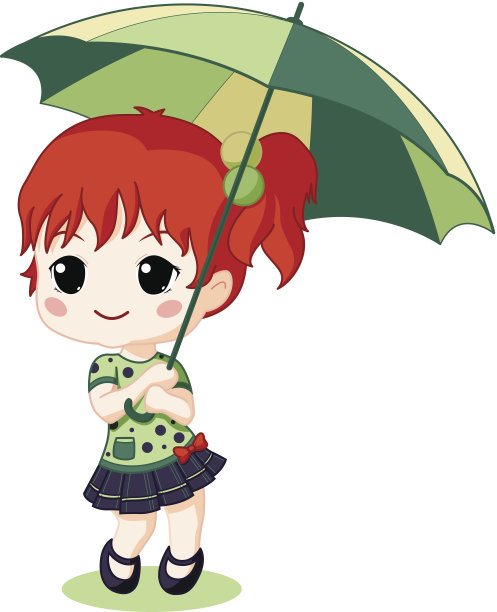 伞下的红发女孩。图片下载