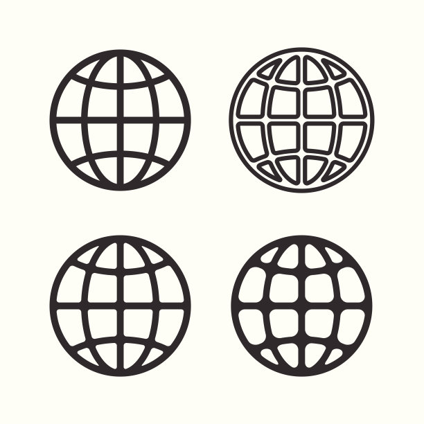 黑白地球仪图标设置图片下载