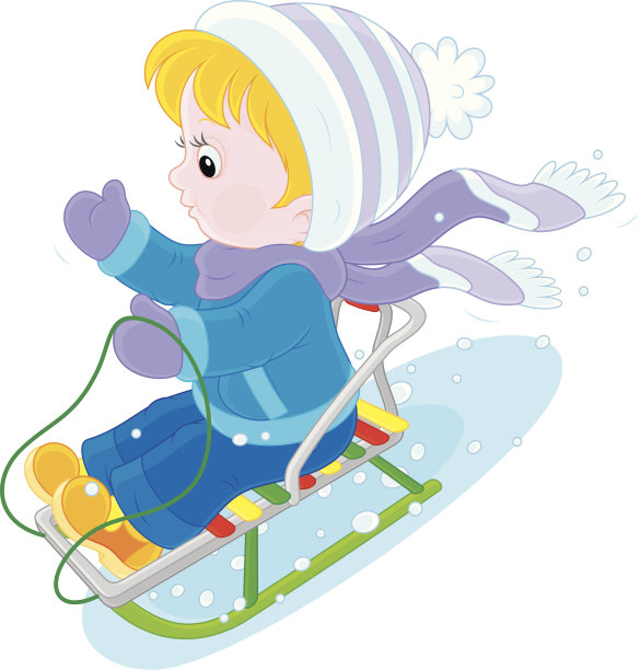 儿童乘雪橇图片下载