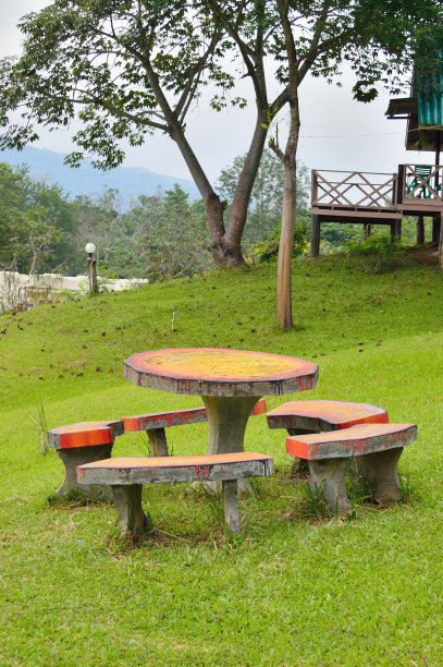 花园草坪上的桌子图片下载