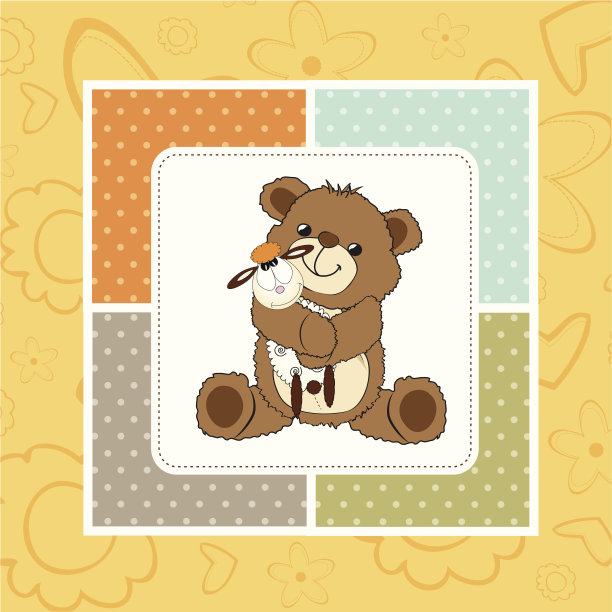 孩子气的贺卡和泰迪熊和他的玩具图片下载