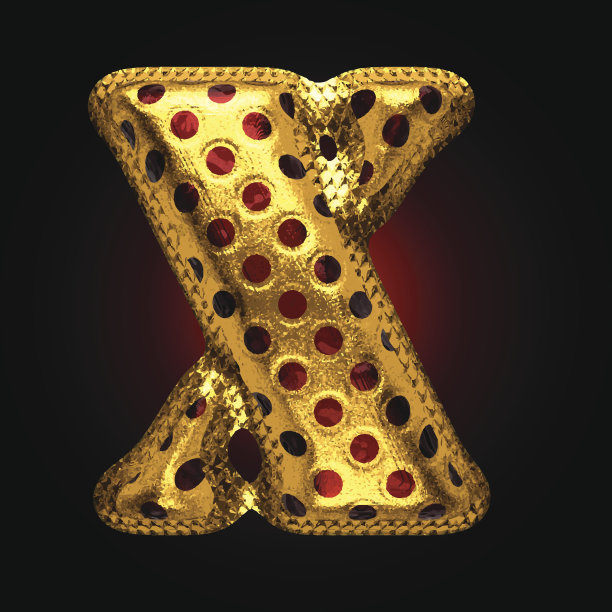 向量金色和红色字母x图片下载