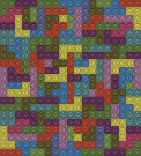 色彩斑斓的乐高块。无缝的向量图片下载