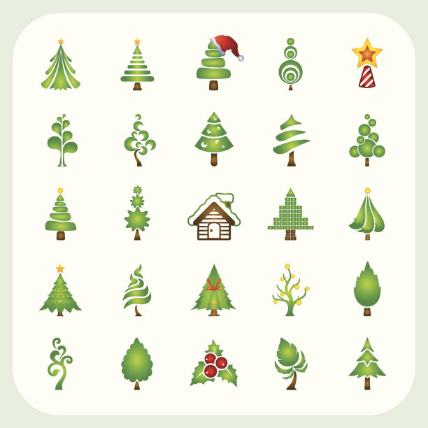 圣诞树图标套装图片下载