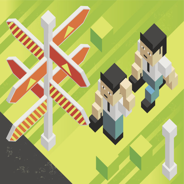 商人和危险的道路，街道标志在许多方向图片下载