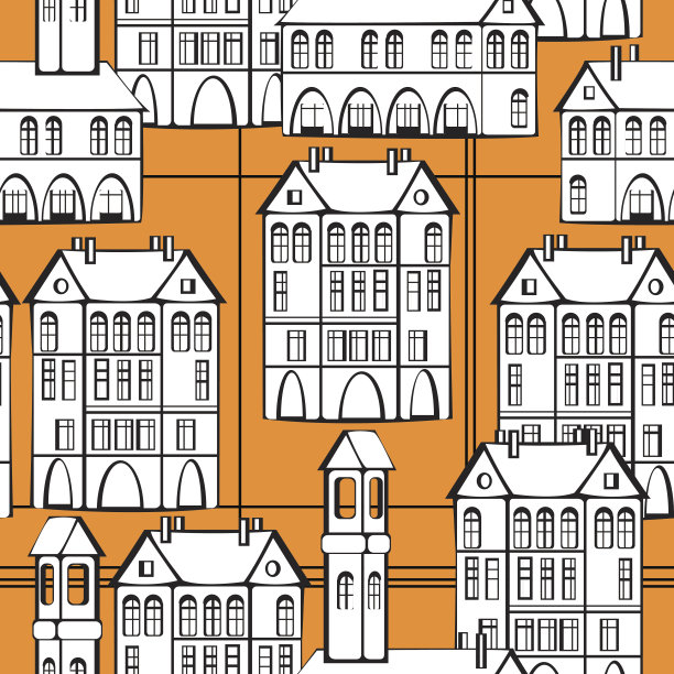 老式房屋和消防站的无缝模式图片下载