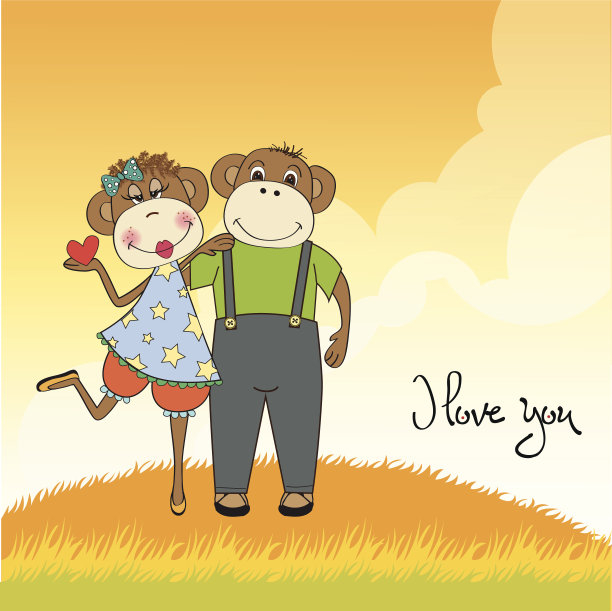 猴子情侣相爱图片下载