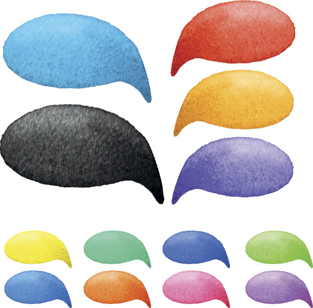 水彩泡泡孤立的白色背景，设置14图片下载