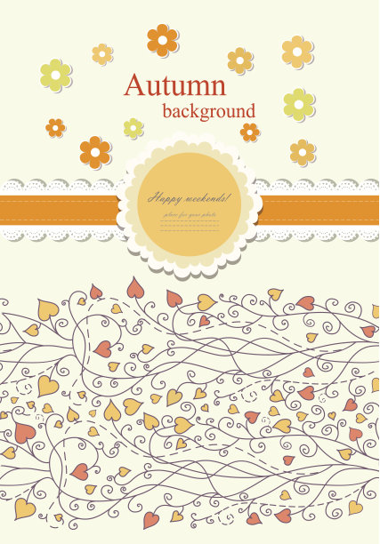 秋天的背景与蕾丝向量图片下载