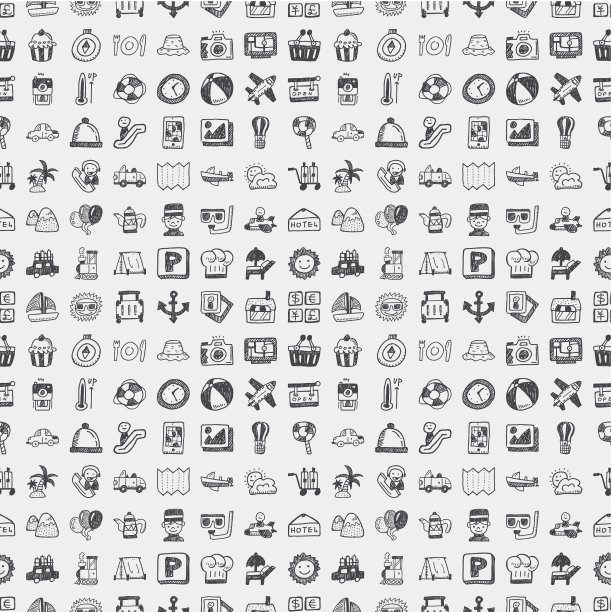 各种对象的无缝图标类似于表情符号图片下载