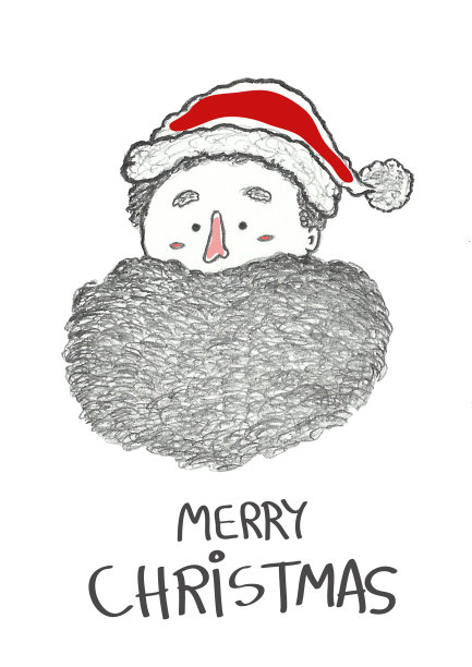 圣诞贺卡石墨插图图片下载