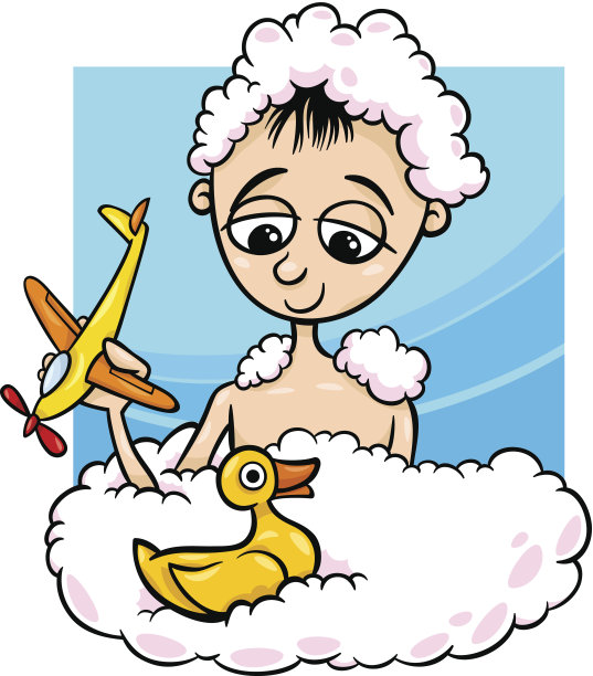 可爱的小男孩在浴室卡通图片下载